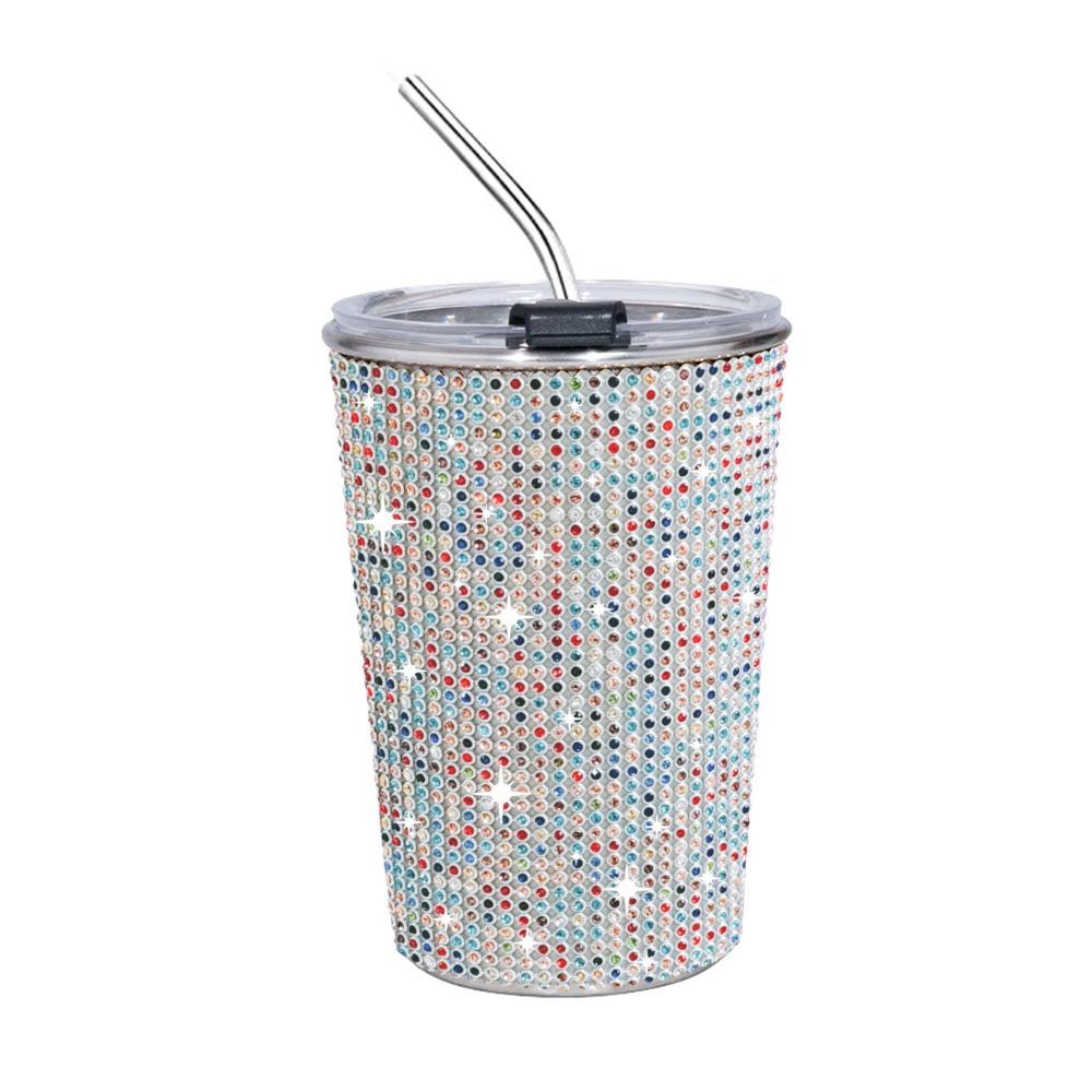 500ml Rhinestone Water Cup Sparkling Bling Stainless Steel Water Bottle Reusable Unbreakable Glitter Coffee Mug Bridemaid Gift