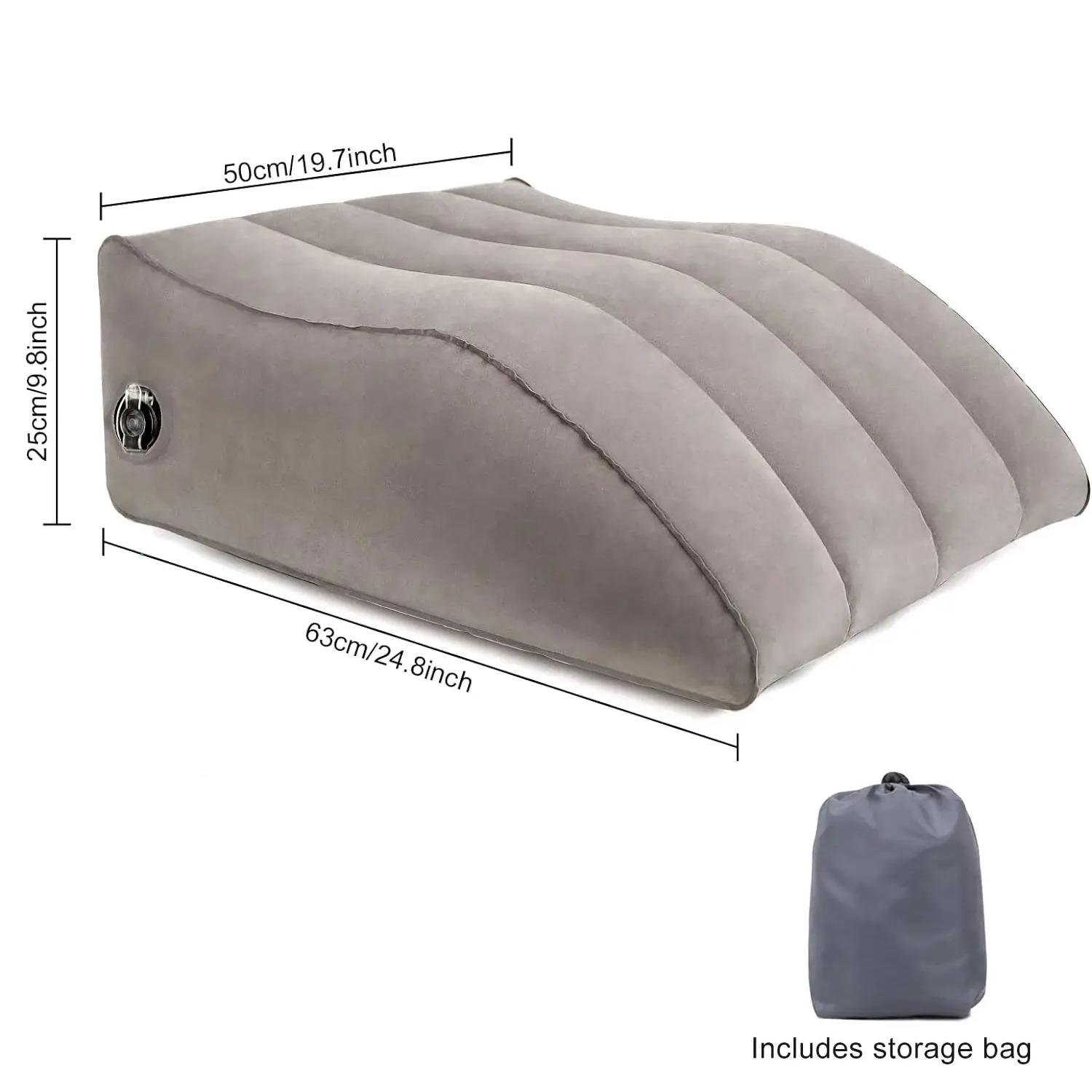 

Надувная подушка для ног из ПВХ, серая многофункциональная портативная подушка для рампы с сумкой для хранения спины и ног