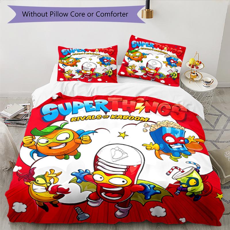 3pcs Superthings2 Pattern Bedding Set Duvet Cover Set Includes Duvet Cover &pillowcases, Perfect All Season Bedroom Decoration & Gift