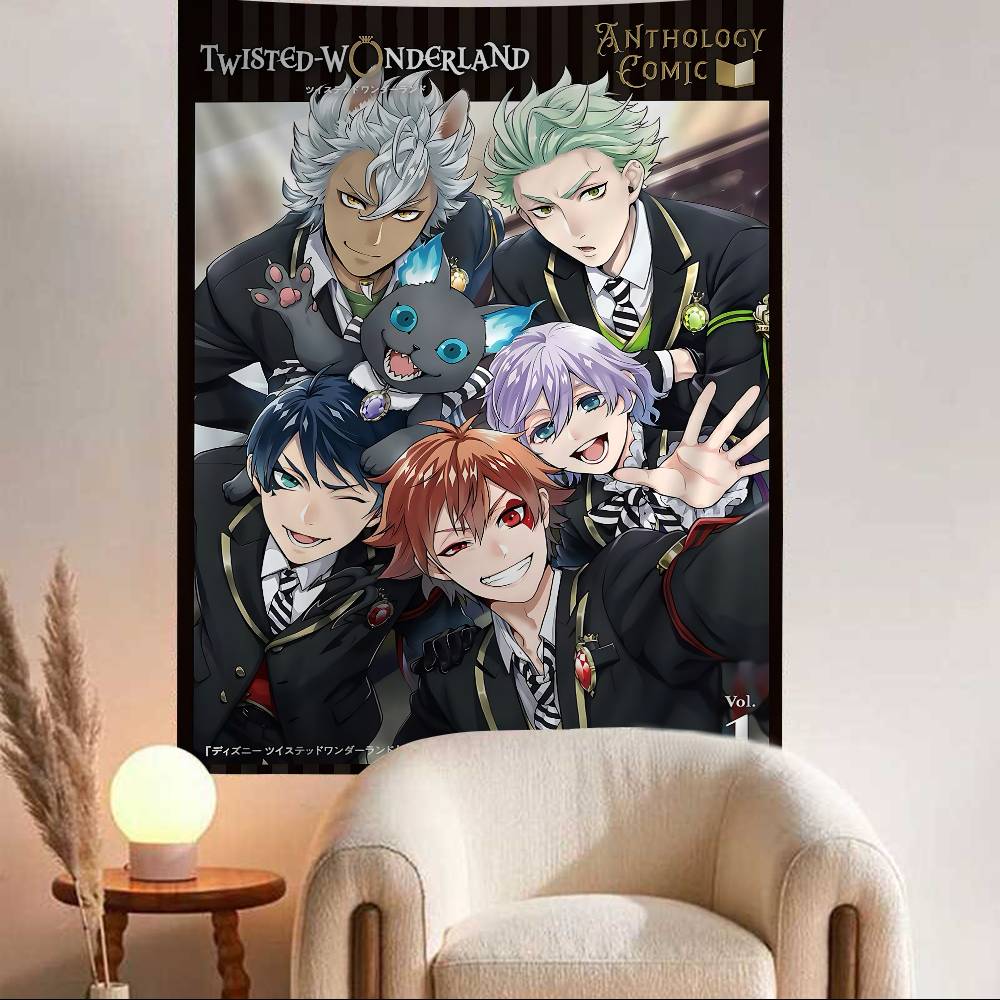 Anime Game Twisted Wonderland Printed Large Wall Tapestry Art Science Fiction Room Home Decor Decor Blanket