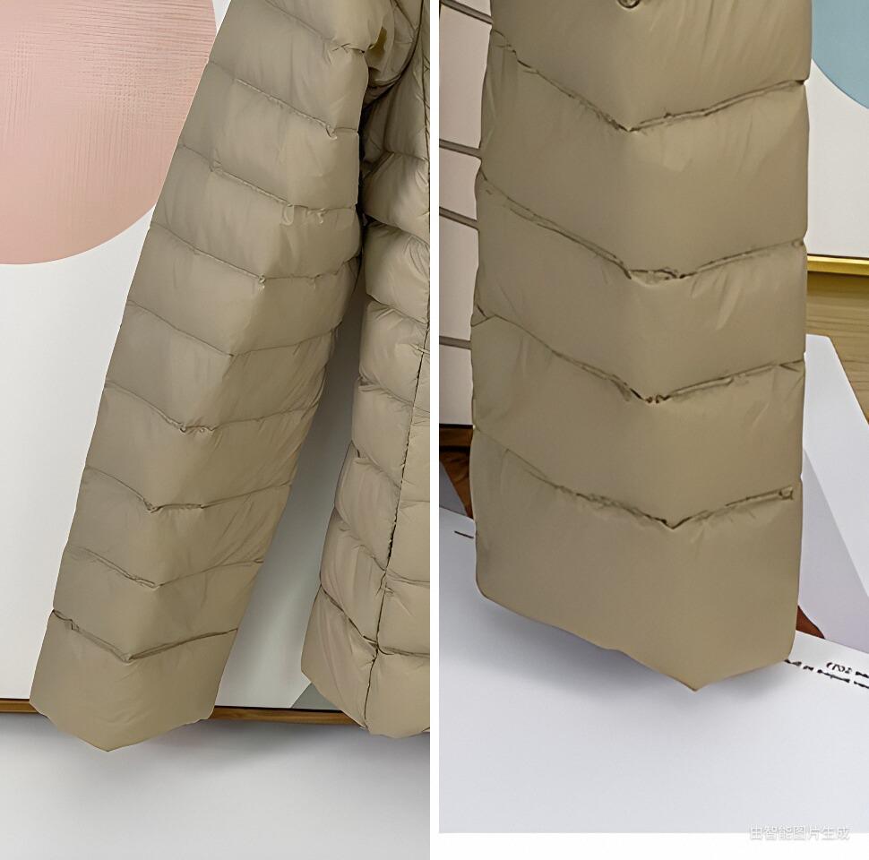 Convertible Round Neck/V-Neck Women's Slim Lightweight Down Jacket - 90% Duck Down, Warm, Packable, Short Outerwear.