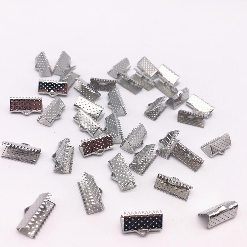 50pcs 10mm Metal Crimp End Fold Over Clasps Cord End Clips KC Gold /dull Silver/Bronze/silver/GunBlack Plated DIY Jewelry Making