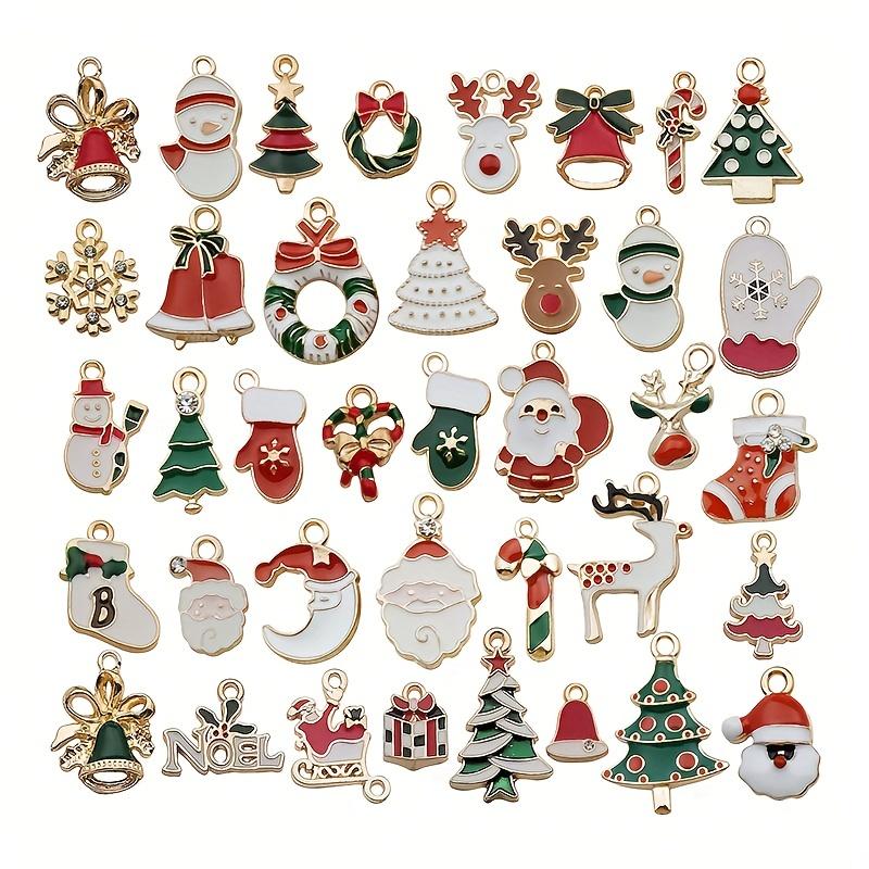 30pcs Random Golden Enamel Christmas Pendants For Bracelet Earrings DIY Christmas Clothing Sewing Bag Decorative Accessories