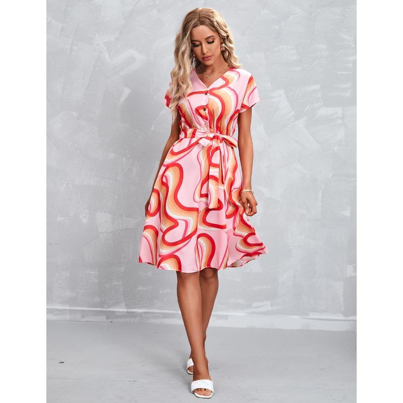 Summer Elegant Print Short-sleeved Dress