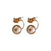 French Simple Sugar Cube Style Champagne Pearl Earrings Women'S Light Luxury High-End Stud Earrings Exquisite Two-Wear Earrings
