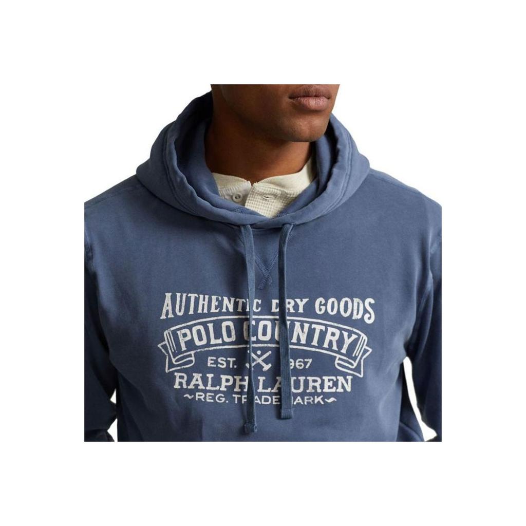 Polo Ralph Lauren Ss23 Felpa Pullover con Cappuccio e Coulisse Stampata con Motivo Lettere Uomo felpa Blu 710877552-007