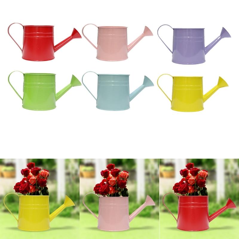 Vintage Iron Watering Can Planter Convenient Metal Container Perfect As a Flower Pots or Office Decoration