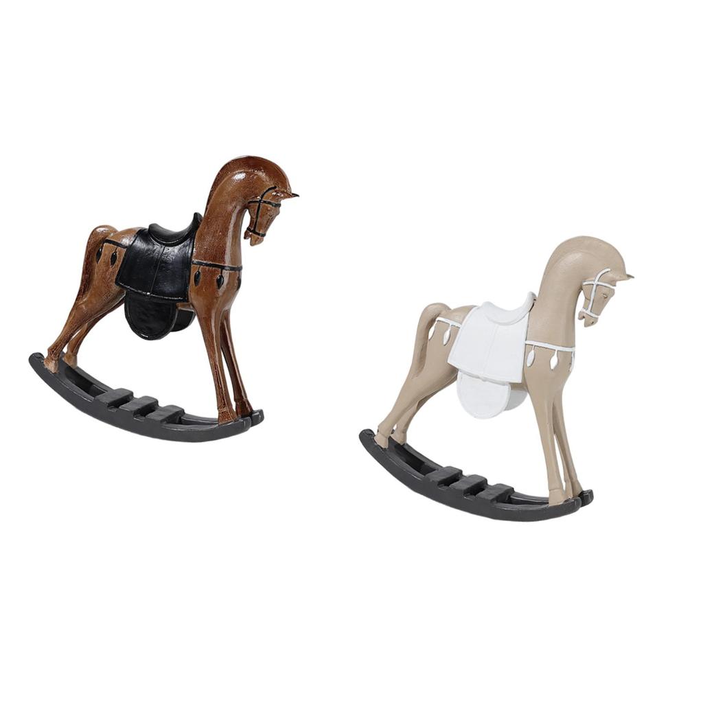 Rocking Horse Ornament Horse Figurine Desktop Animal Statue Decoration for Centerpiece TV Stand Multifunctional Portable Fashion