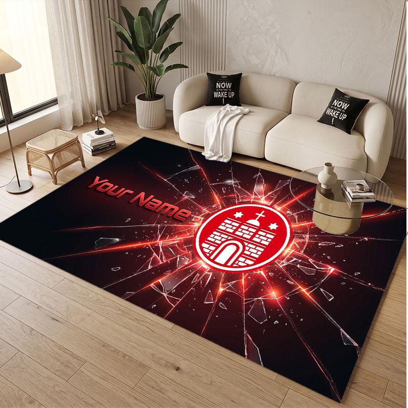 Custom Rug FC St. Pauli Pattern Print Name Text Soft Non‑Slip Floor Carpet for Home Indoor Decoration