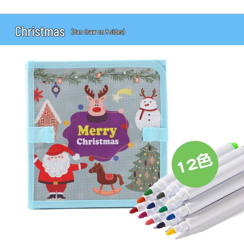 Portable Double-Sided Children s Erasable Drawing Board with Watercolor Pens