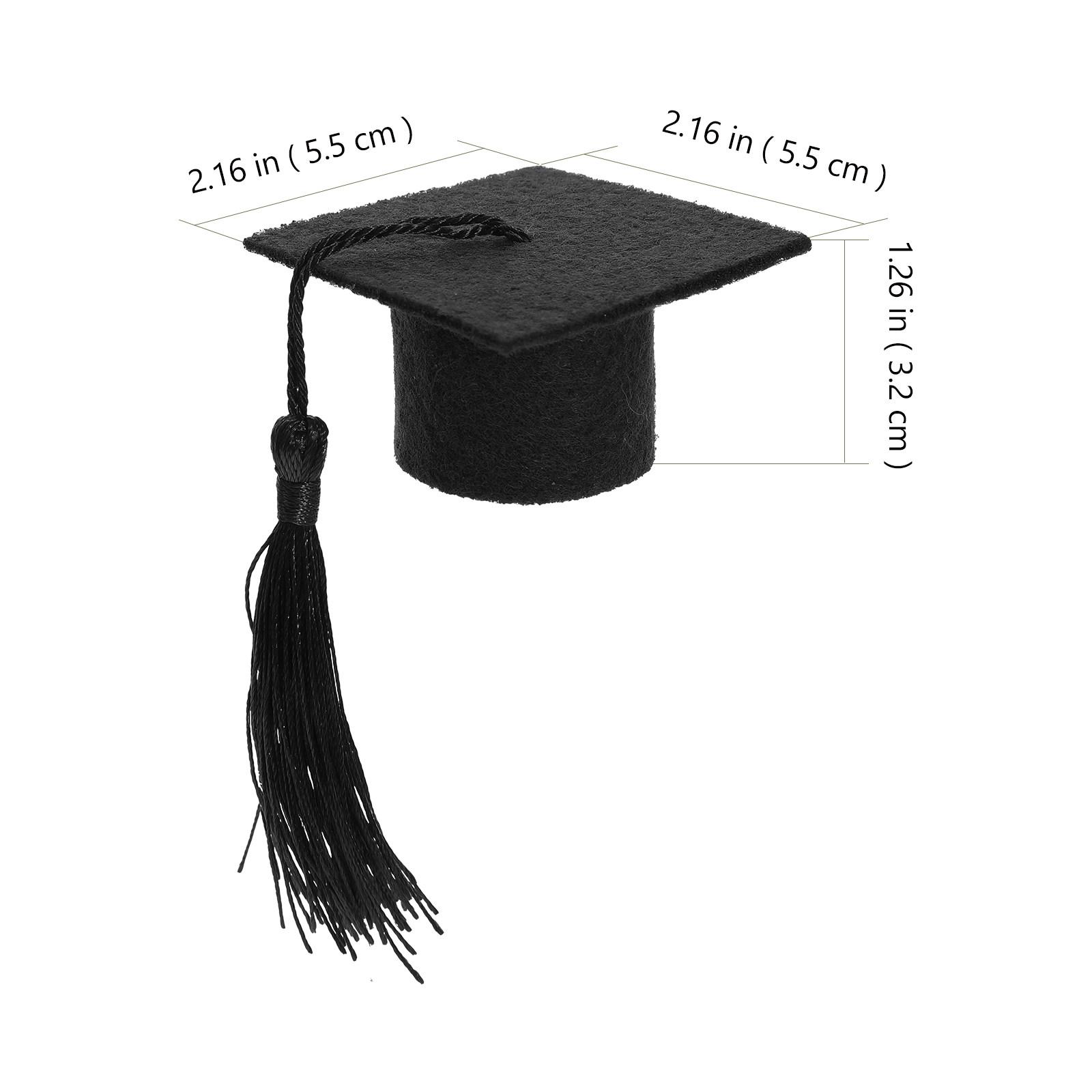 

4Pcs Graduation Hat Bottle Caps Mini Felt Doctoral Hat Tassels Funny Wine Stopper Graduation Party Bottle Topper чорний