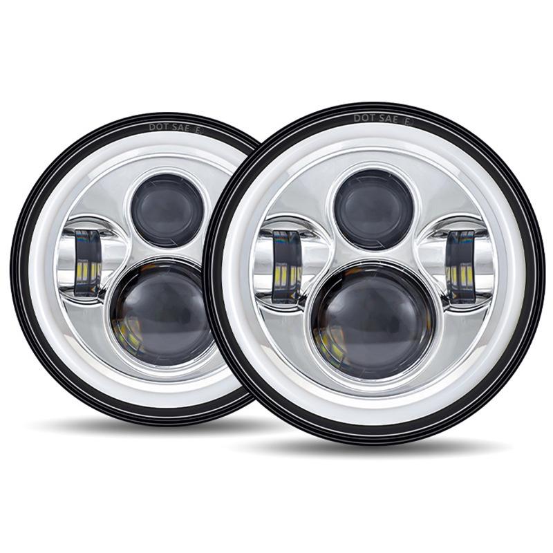 7-inch 60W 4-LED Angel Eye Headlights for Harley Wrangler & Off-road Motorcycles