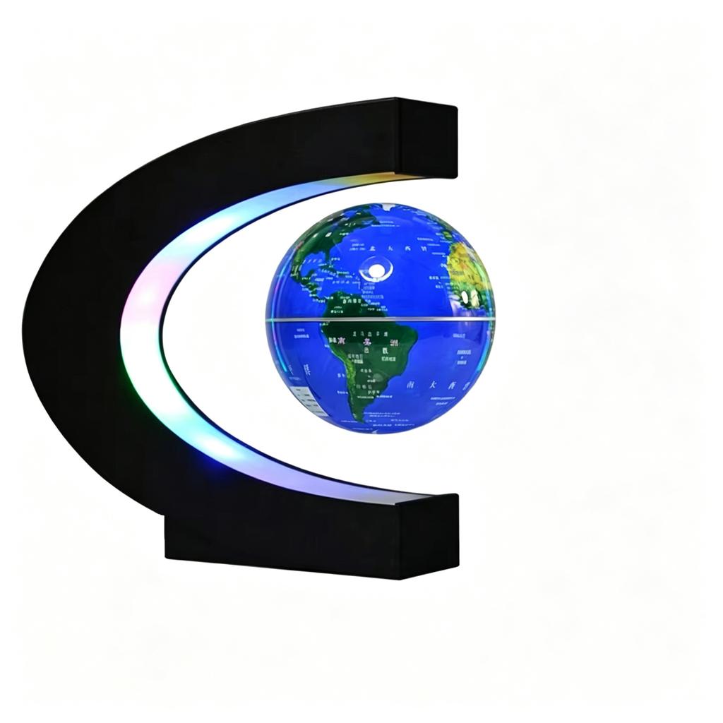 C Shape Magnetic Levitation Floating Globe With Light Rotating World Map Tellurion US EU AU UK Plug Home Office Decoration