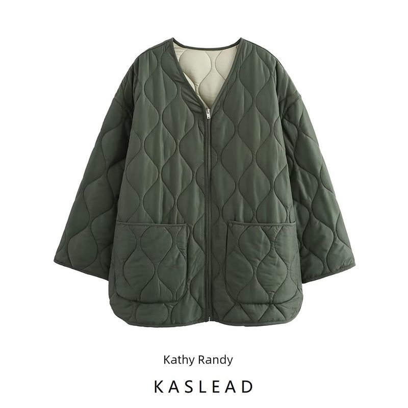 Kaslead New Arrival Women's Clothing Fashion Style Stylish Simple and Versatile Loose Quilting Embroidery Cotton Jacket Outwear