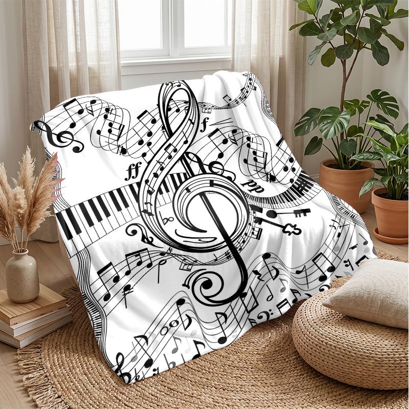 Music Notes Harmony 1 Theme blanket Lightweight Warm Flannel Blanket Decorative Throw Blanket for Home Decoration