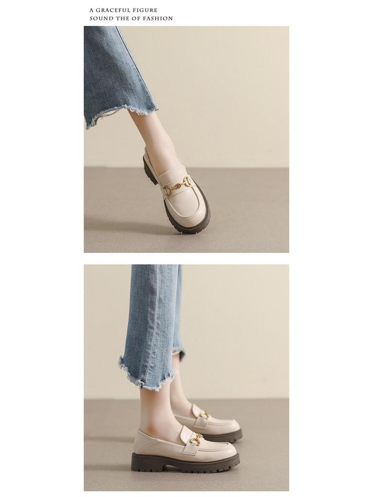 Weiwei Girl 681-3 Women's Height-Boosting Retro Loafers - Thick-Soled, Small Size, 2024 Style.