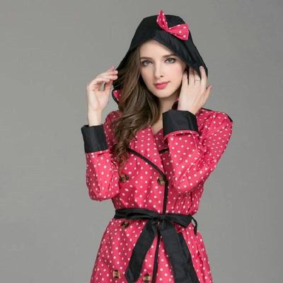 Nuevo Poncho Biker Ligero para Mujer de Moda con Sombrero de Lazo Impermeable Largo para Señoras Abrigo de Lluvia para Adultos Chaqueta con Cinturón