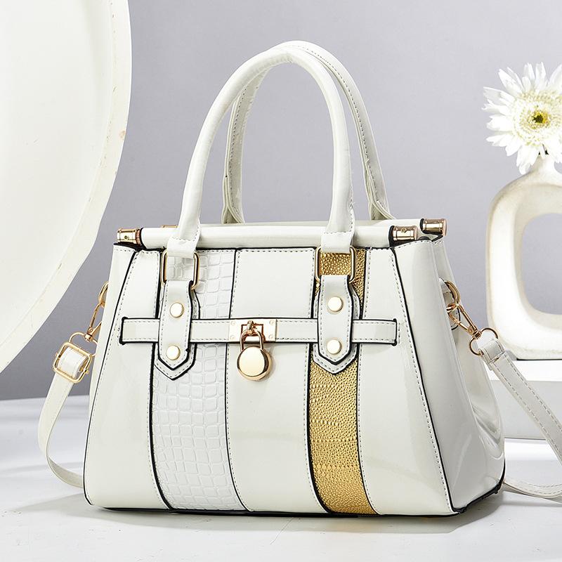 Nowa torebka modowa z łączonych kolorów, wielofunkcyjna torba na ramię o wysokiej wartości z wzorem kamienia, duża pojemność, trend