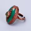 Pierre Calcédoine Verte Cuivre Éternité Fait Main Fabriqué à la Main Bague Électroformée V-63