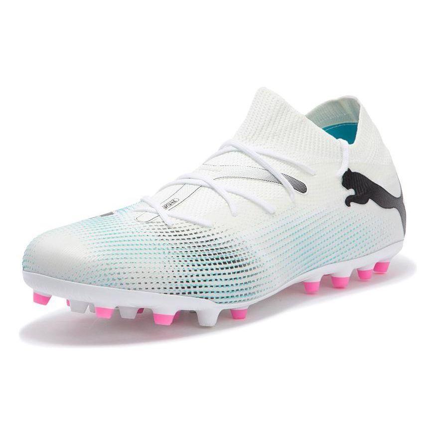 Puma Future 7 Match Comfortable Simple Low-Top MG (Rubber Short Studs) Fabric Soccer Shoes Men soccer shoes White Blue 107719-01