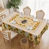Sunflower Bee Pattern Round Tablecloth, Honeycomb Print Coffee Pattern, Polyester Material, Rectangular Dining Table Cloth