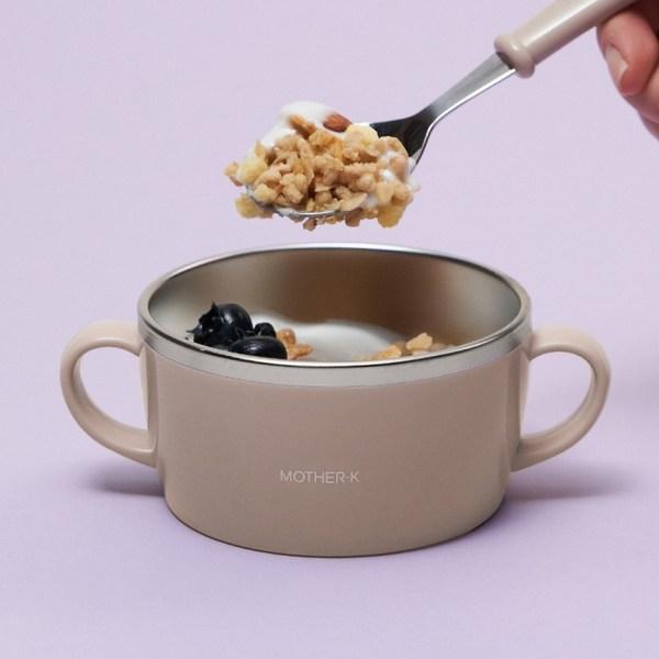 Mother K Childrens Stainless Steel Lid Bowl, Beige, 1 Piece, Popular Korean Parenting Items