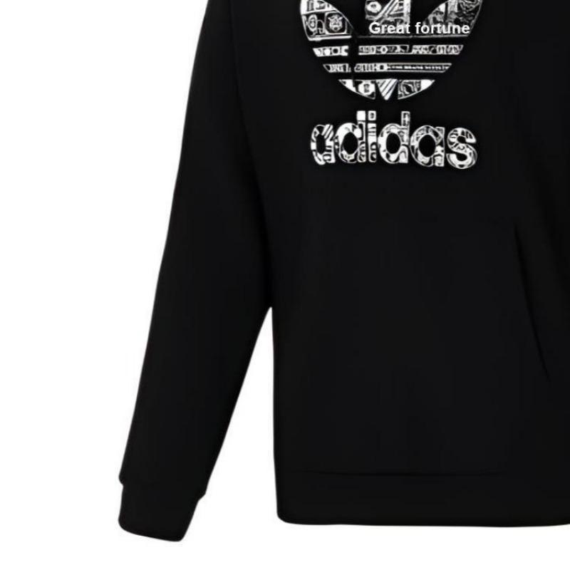 adidas Originals Men's Black Logo Print Hooded Sweatshirt GT4356