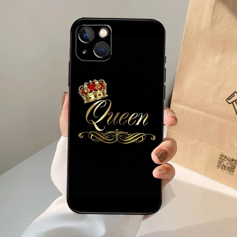 King Queen Couple Lovers Phone Case For iPhone 17 Air 16 14 13 12 11 15 Pro Max 13 12 Mini 15 16 Plus 16e Cover Coque
