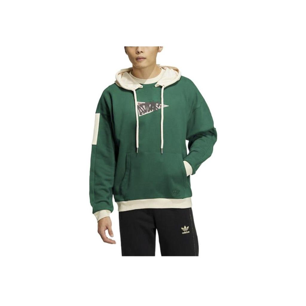 Adidas Originals Trefoil Patchwork Hoodie Men Hoodies Dark-Green HY7222