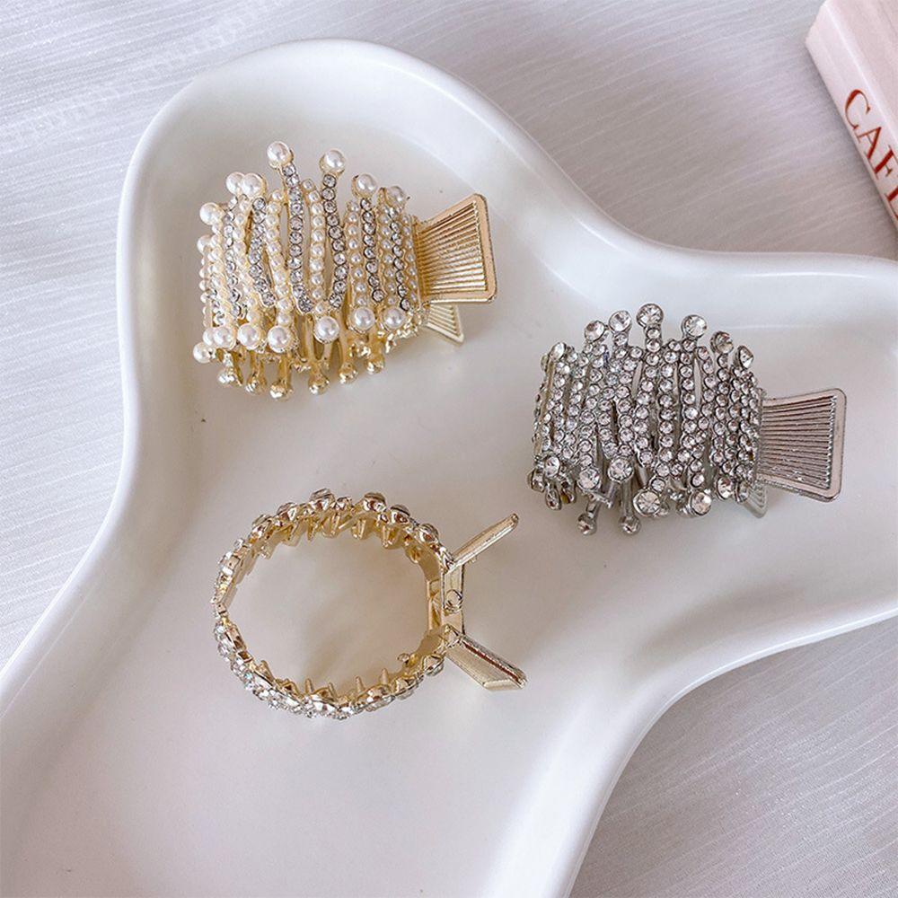 

Headdress Girls Ponytail Holder Crab Clip Korean Style Hair Clip Hair Accessories Pearl Hair Claw A