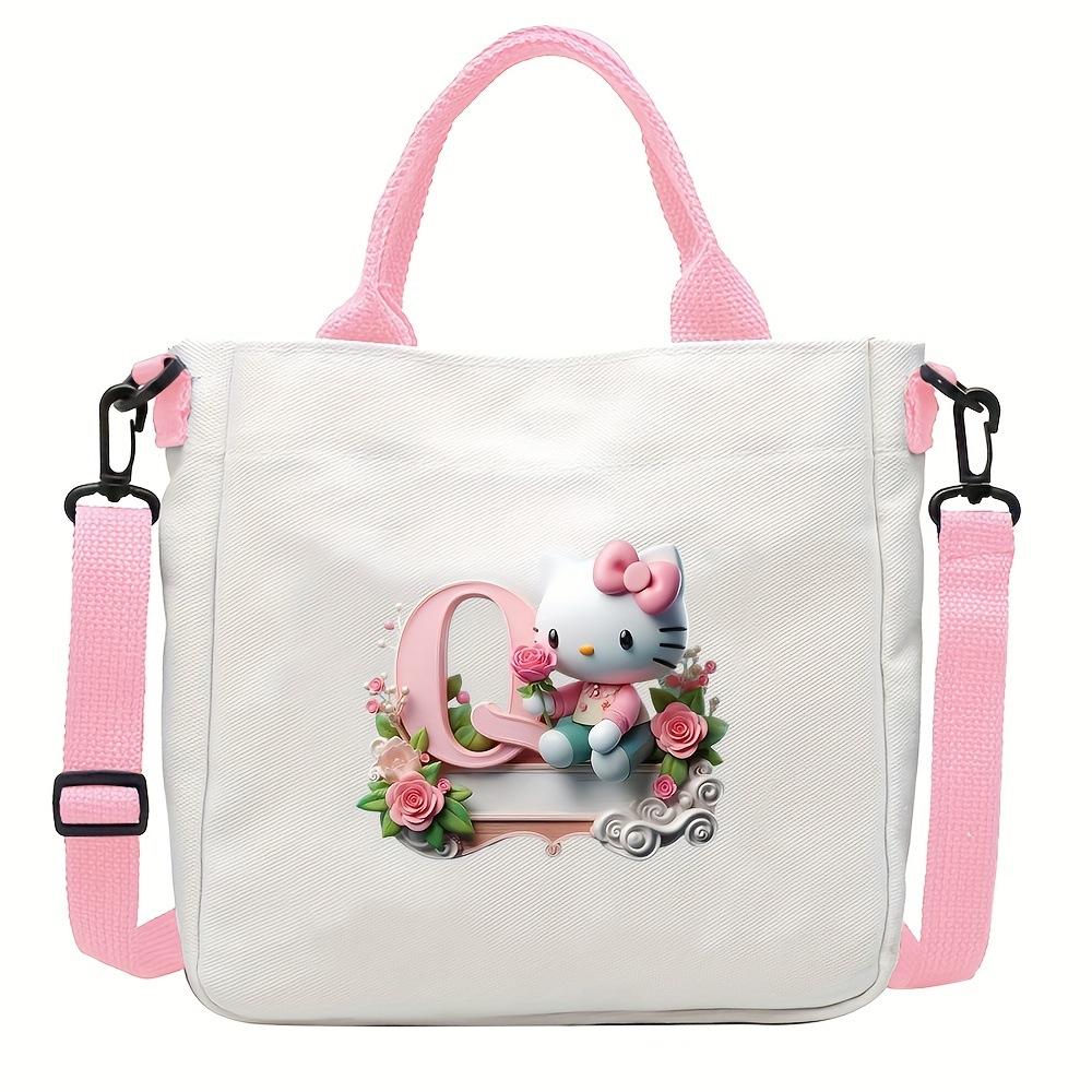 Sweet Cartoon Print 26 Letter Canvas Bag Schoolgirl Portable Crossbody Shoulder Bag Trend