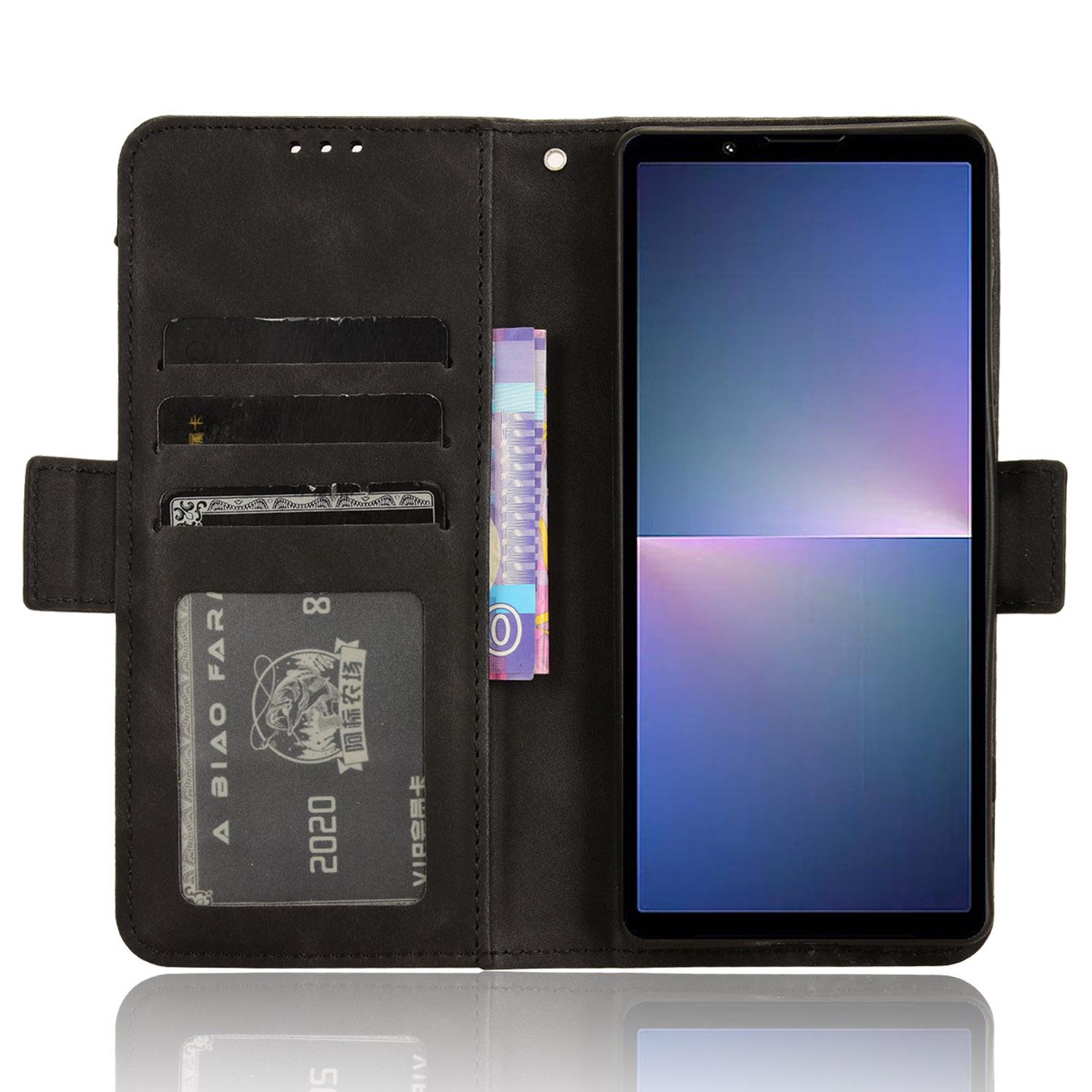 

For Sony Xperia 5 V Case Multiple Card Slots Leather Wallet Stand Phone Cover Blue