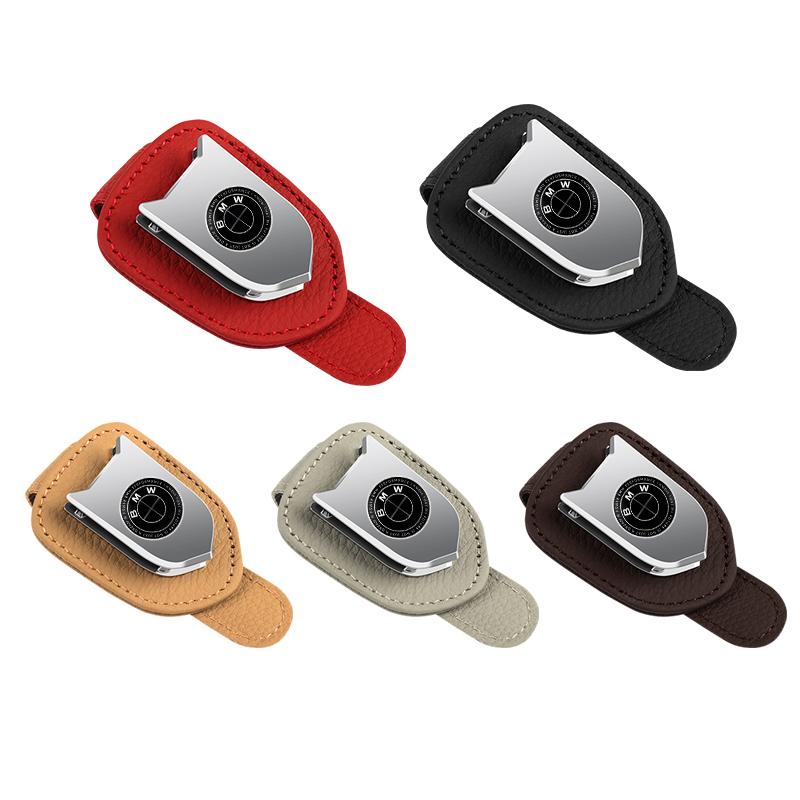 

Car Sticker Multifunction Car Sun Visor Glasses Clip Leather Eyeglasses Clip For bmw 50th M e46 e39 e90 e60 e30 f10 f11 f20 g30 Brown