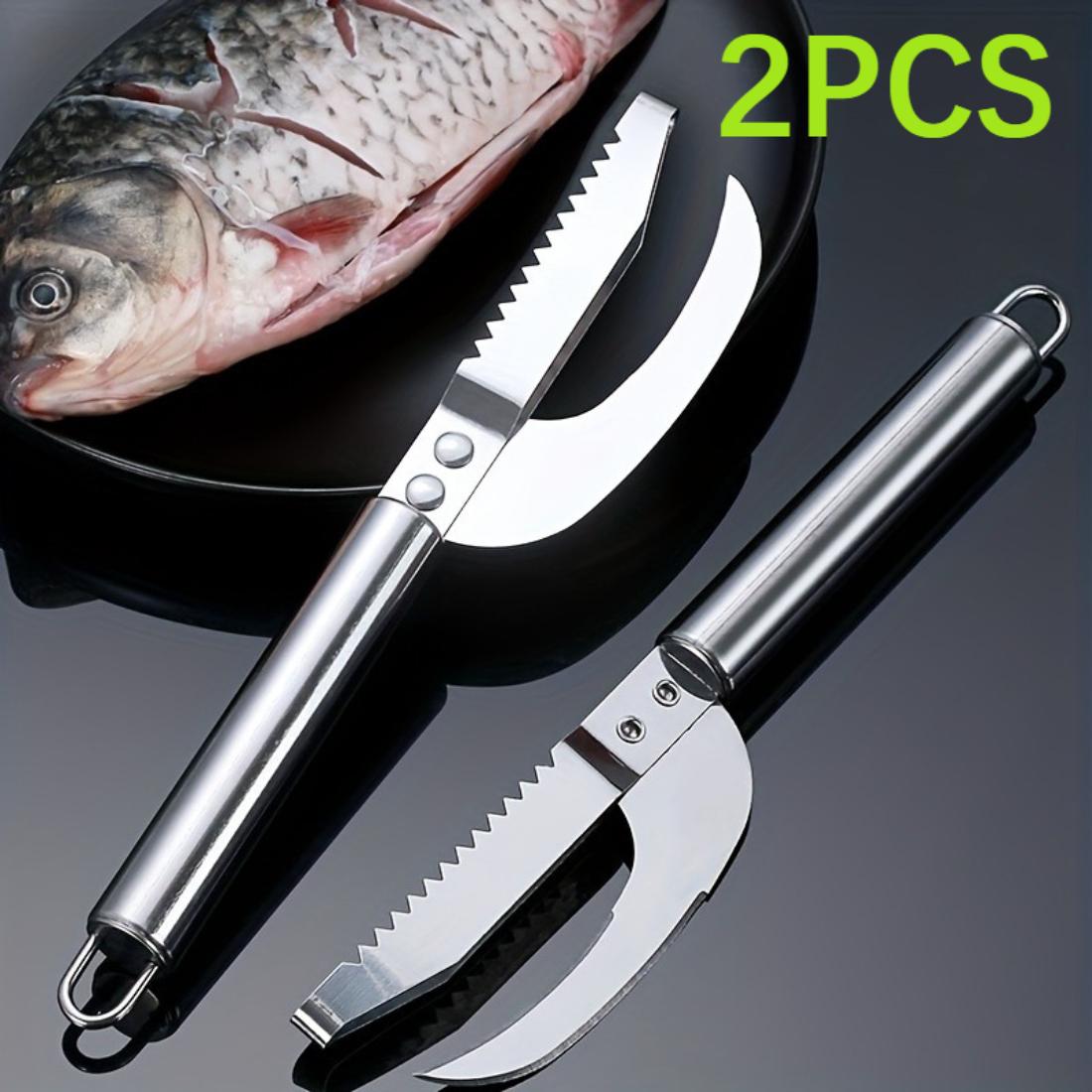 2PCS stainless steel fish scaler tool, portable fish gut remover, multifunctional kitchen seafood processing and cooking utensil M