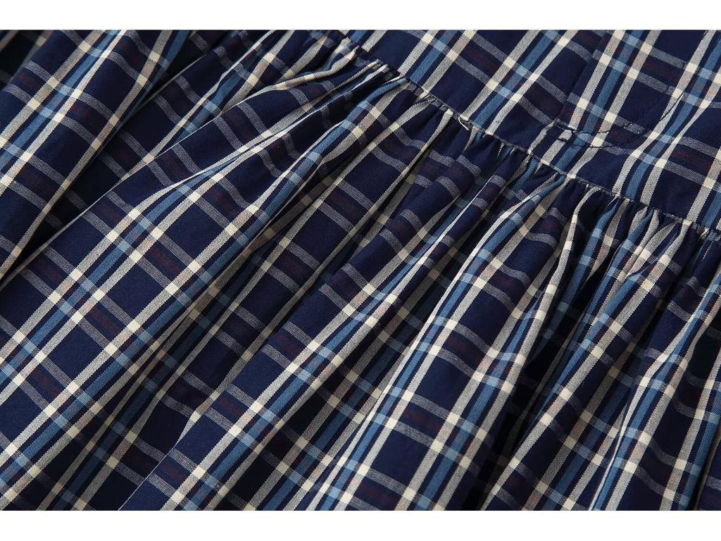 PB&ZA Women's Autumn European Style Plaid Midi Skirt with Belt