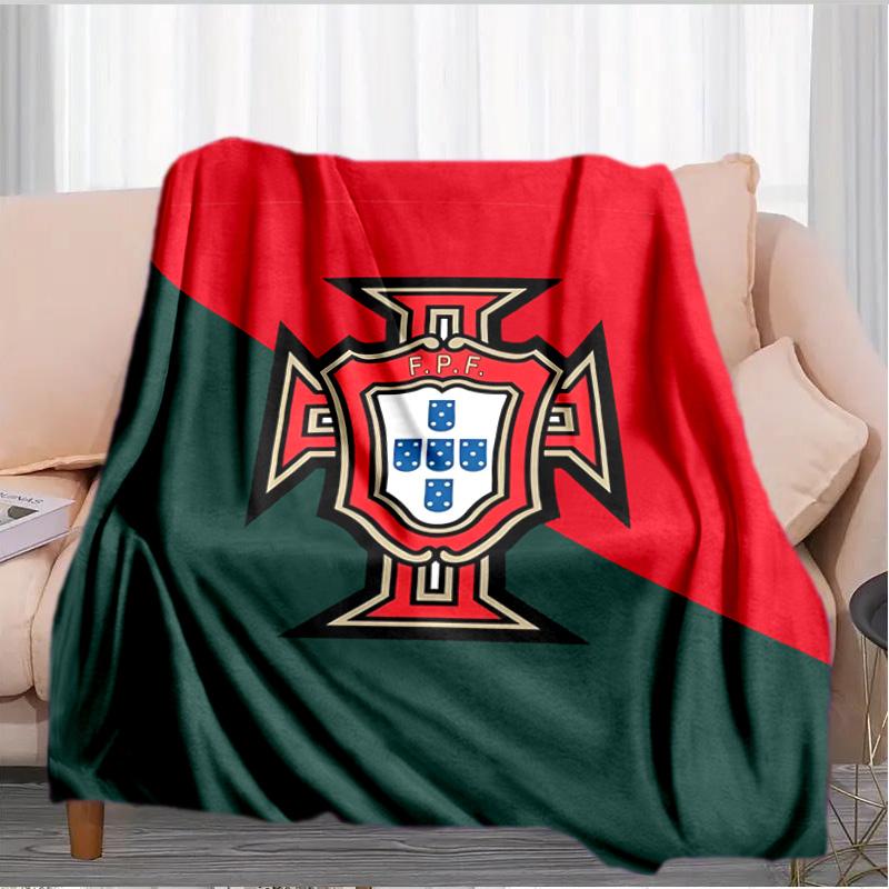 Decke mit Wappen der Portugiesischen Fußballföderation Geeignet für Sofas, Betten, Büros und Camping - Perfektes Geschenk für Halloween Weihnachten