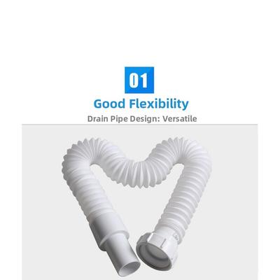 Kitchen Sink Drain Pipe PP Wash Basin Sewer Drainer Flexible Hose 45mm Internal Thread Telescopic Tube Bathroom Accessories