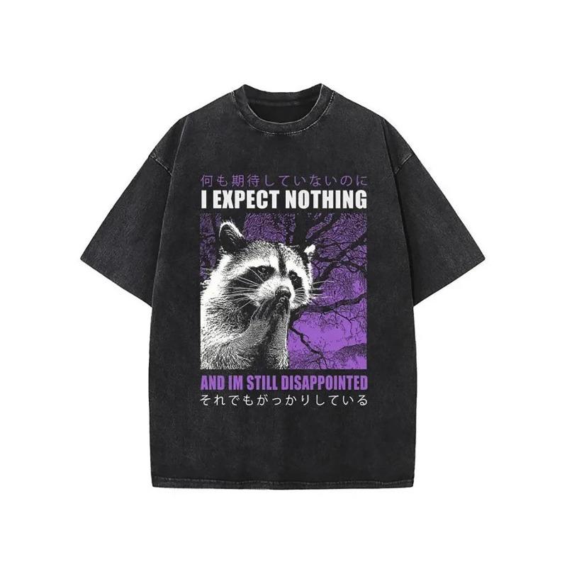 

European Size, Washed, Forest Animal Print T-Shirt, High-Quality Wax Printed Cotton Retro Fashion Brand T-Shirt, Suitable for Summer T-Shirt S чёрный