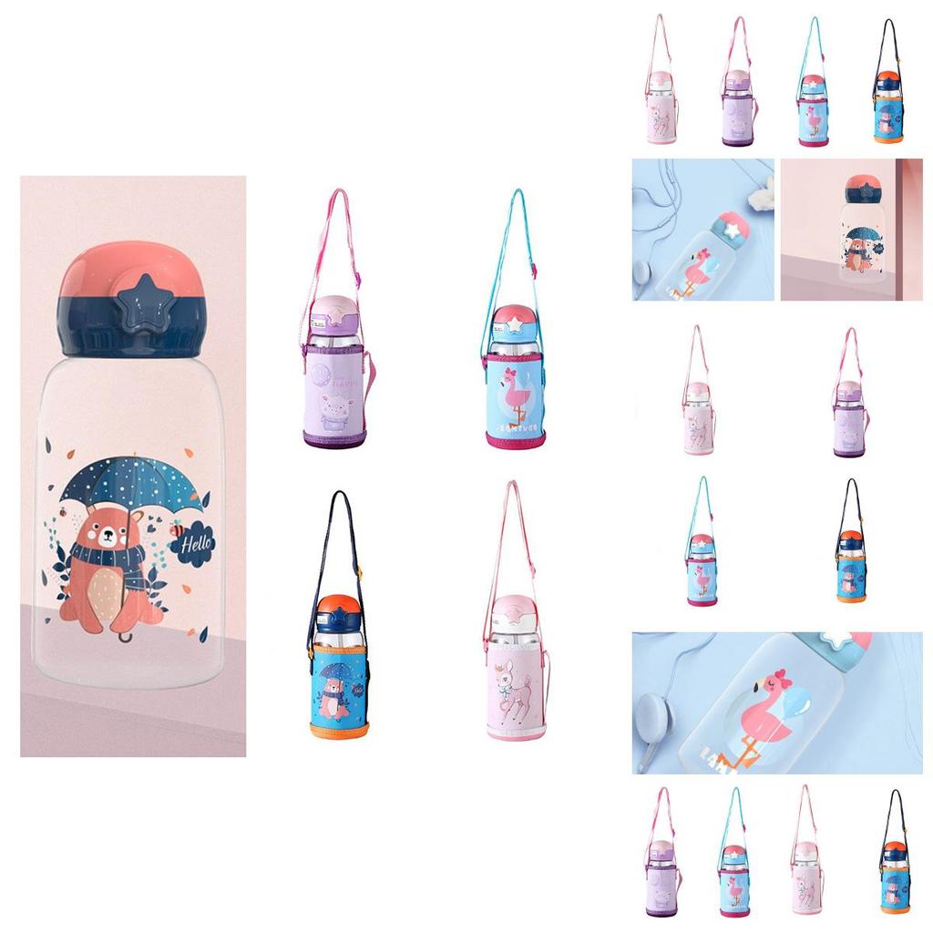 Creative Student Summer Water Bottle With Strap And Straw Leak-proof And Convenient