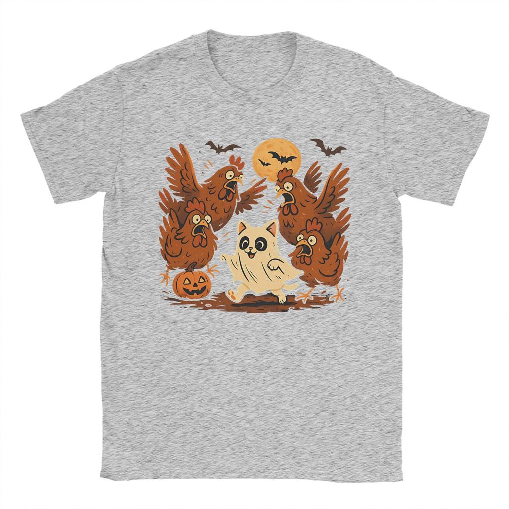 Harajuku T-shirt Sommar Konstig Kattunge Spökkatt Meme Halloween Nyhet T-shirt för Vuxen Het Rea Kort Ärm