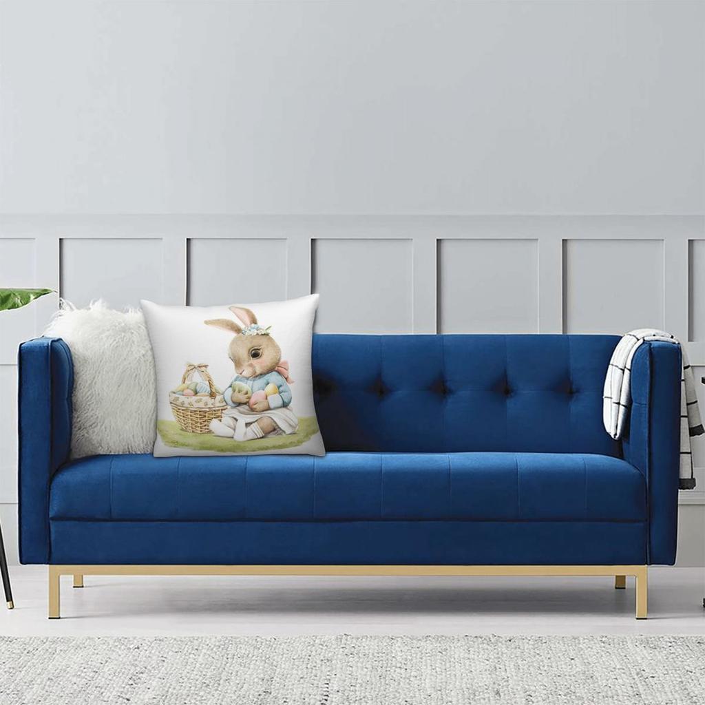 Easter Baby Rabbit With Eggs Pillow Cover Morden Pillow Case For Chair Sofa Home Decoration Cushion Cover Graphic Pillowcases