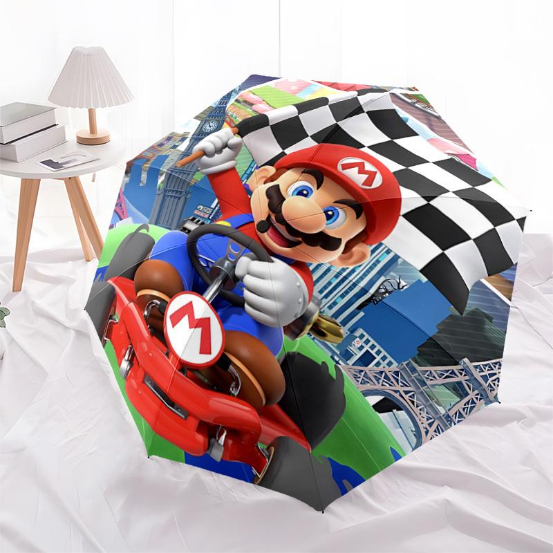 1pc Mario Kart Racing Automatic Open/close Folding Portable Umbrella with 8-Rib Structure for Women/Men, All-Season Use  A0901154
