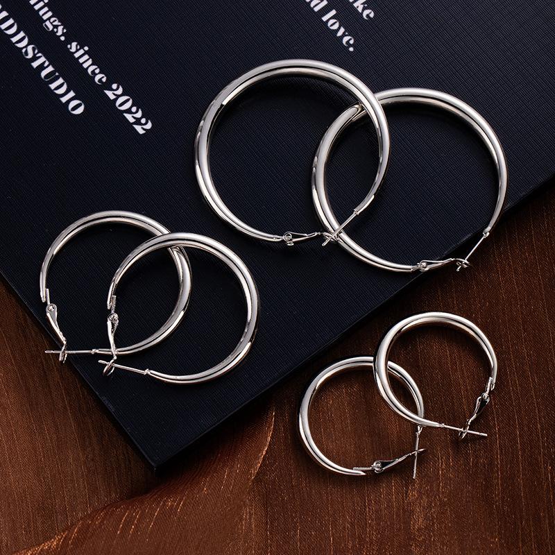 Geometric Metal Earrings A Niche Design of Ear Loops Are Simple and Versatile Earrings for Women