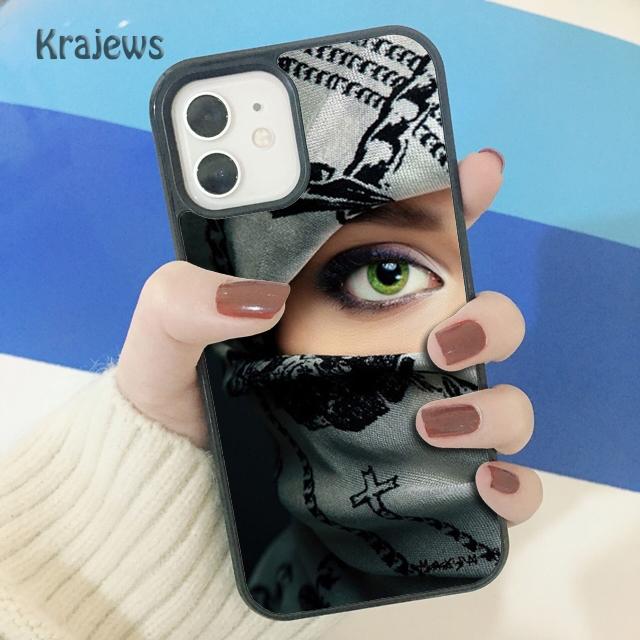 Krajews Arabska Kobieta z Nikabem Twarz oko Miękki Pokrowiec na Telefon dla iPhone 14 SE 6 7 8 plus XR XS 11 12 13 pro max Samsung S21 S22