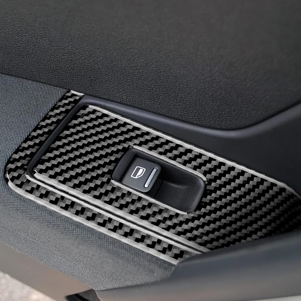 AIRSPEED Real Carbon Fiber Car Door Window Lift Button Decorative Frame for Volkswagen Beetle Interior Decorative Stylish Custom Interior Panel with
