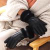 Genuine Sheepskin Leather Gloves For Women, Winter Warm Thick Wool Lined Driving Motorcycle Gloves