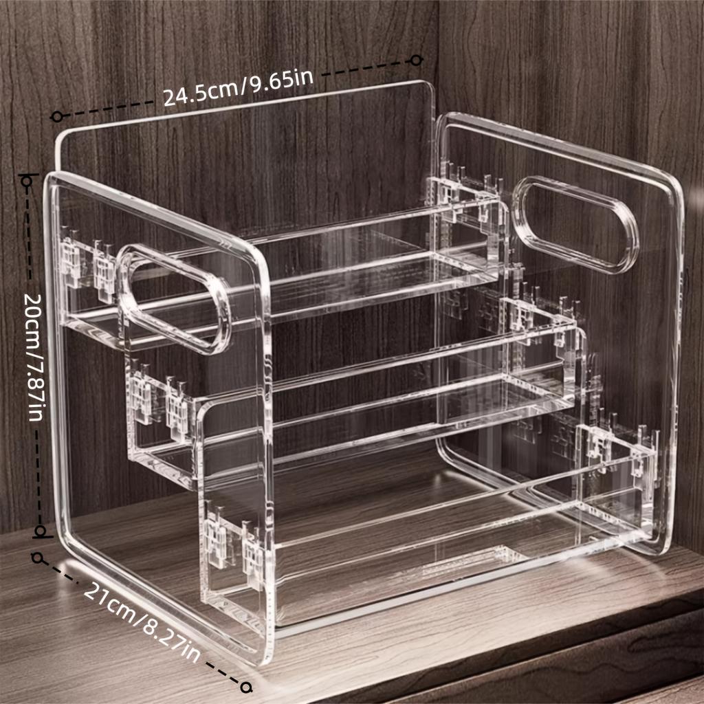 Espositore per Cosmetici a 3 Ripiani di Grande Capacità, Materiale Acrilico Trasparente, Design a Gradoni per Riporre Rossetti, Creme Contorno Occhi, Cushion, Lozioni