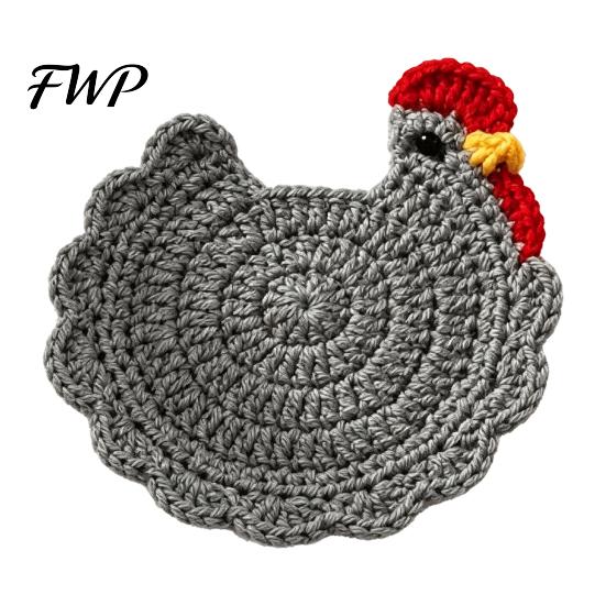 Decorative Kitchen Accessories Handmade Crochet Hen Coasters for Drinks, Cute Cartoon Yarn Cup Mats, Heat Handcrafted Woolen Trivets Resistant