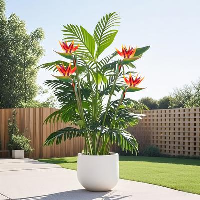 2pcs Artificial Paradise Bird Palm Hybrid Plants, Indoor and Outdoor Decoration | Elegant Leaf Design | Artificial Plant Decoration.