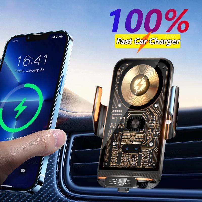 100% New Car Phone Holder Wireless Charger Magnetic USB Super Fast Charging For iPhone 15 14 13 12 Pro Max Samsung Xiaomi